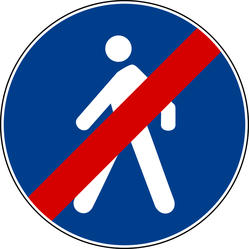 Fine percorso pedonale