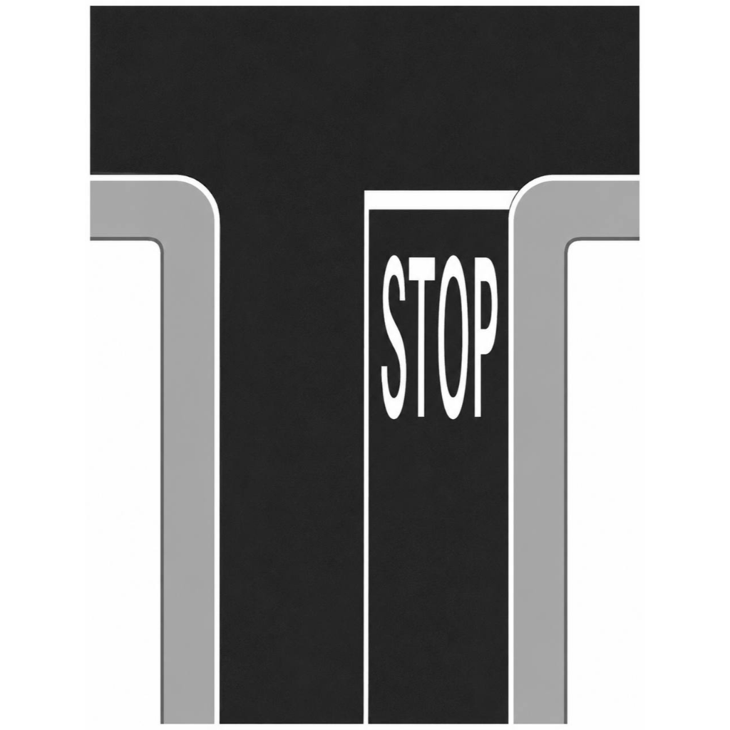 Scritta STOP sulla carreggiata