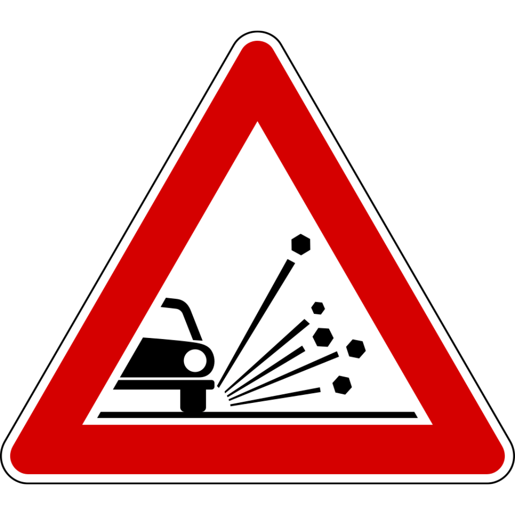 Materiale instabile sulla strada