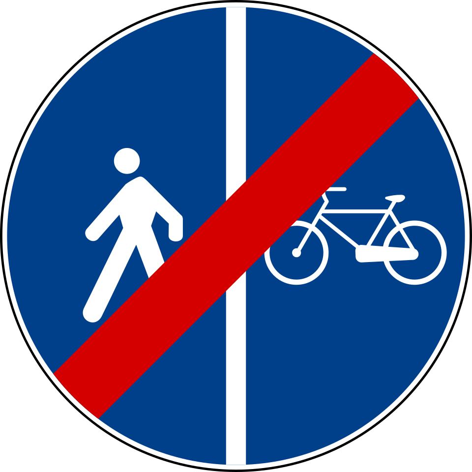 Fine pista ciclabile contigua al marciapiede
