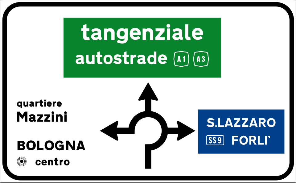 Preavviso incrocio urbano con rotatoria